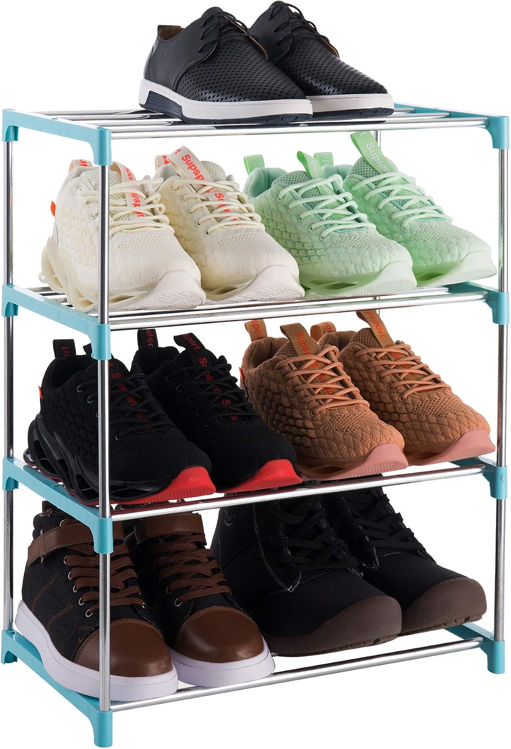 3-Tier Stackable Small Shoe Rack, Lightweight Shoe Shelf Storage Organizer for Entryway, Hallway and Closet(Black)