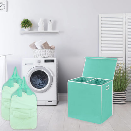 Simple Houseware Double Laundry Hamper with Lid and Removable Bags, Black