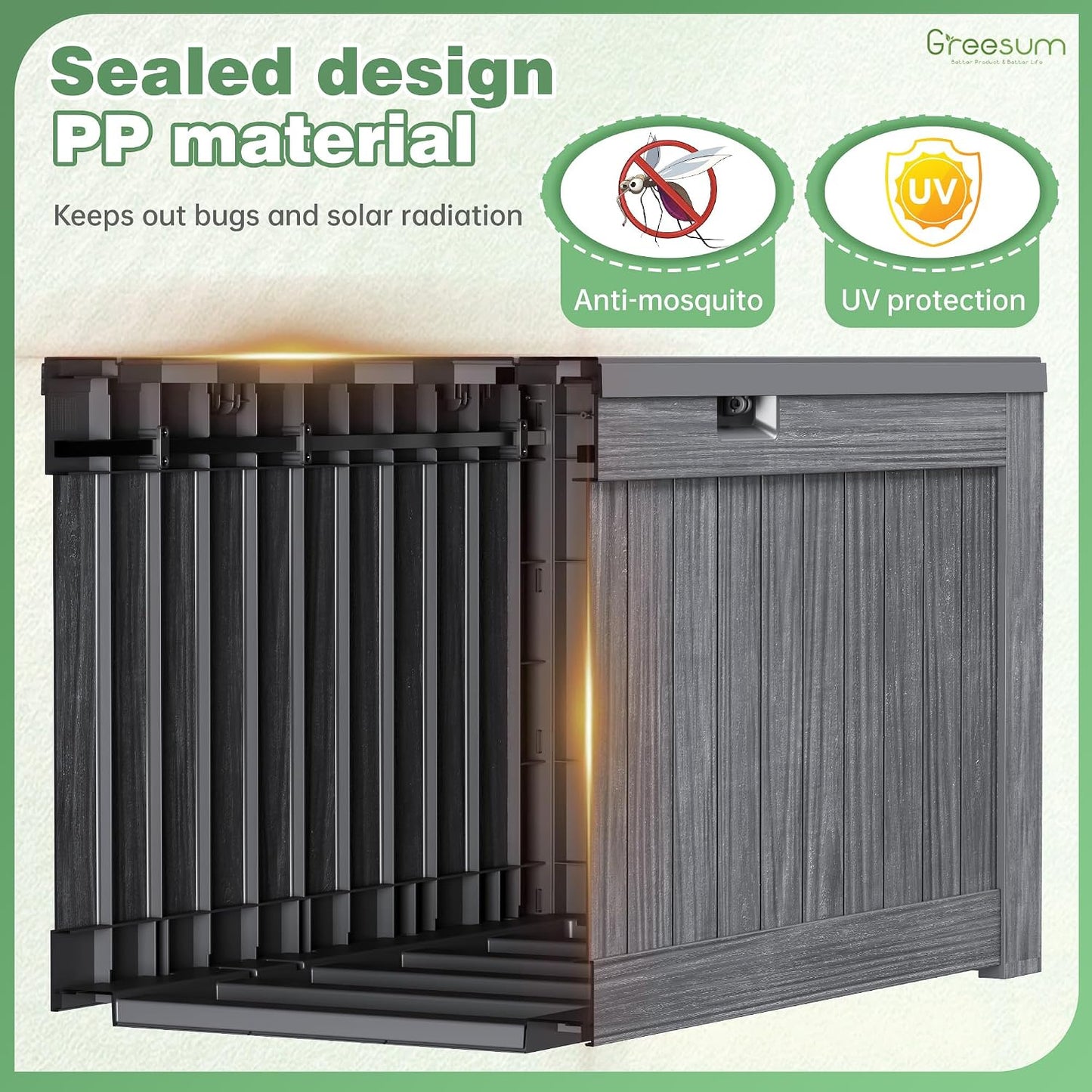 Greesum Outdoor Storage Box 31 Gallon Storage Box with Lid for Patio Furniture, Garden Tools, Pool Supplies, Waterproof and UV Resistant, Lockable, Dark Black