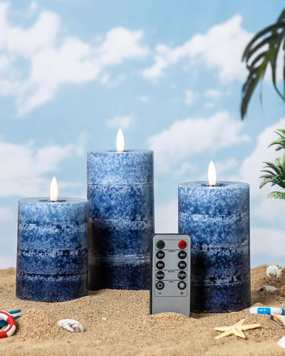 Stmarry White Flameless Candles with Remote and Timer, Real Wax Made LED Pillar Candles Battery Operated with 3D Flickering Flame - 3" x 4",5",6" - Set of 3