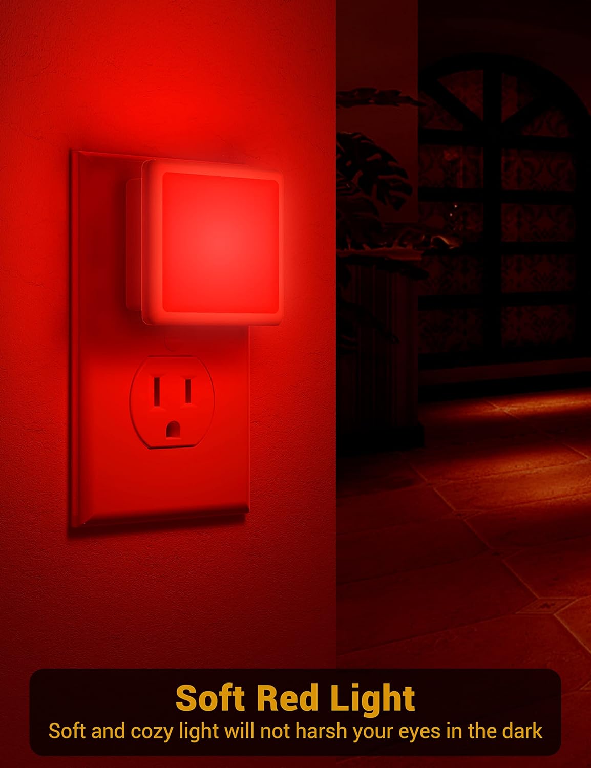 JandCase Night Lights Plug into Wall 2 Pack, Plug in Night Light with Dusk-to-Dawn Light Sensor, 3000K Soft White 0.3W, LED Nightlight for Bathroom, Adult, Hallway