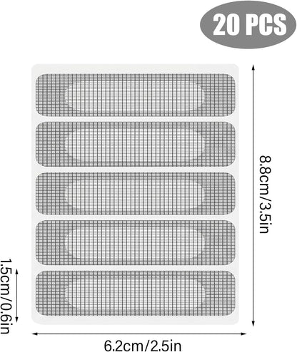 Screen Patch Repair Kit 100PCS Self-Adhesive Window Screen Repair Tape Gray Breathable Mesh for Door Drain Holes Window Tape Patch Mesh Repa