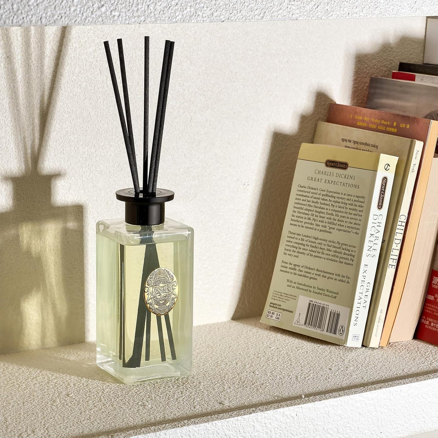 M&SENSE 6.3 oz Large Reed Diffuser Set | Lime+Basil Scent Oil Diffuser with Sticks | Hotel Collection Non-Toxic Home Fragrance |for Bedroom Bathroom Living Room - Colors A