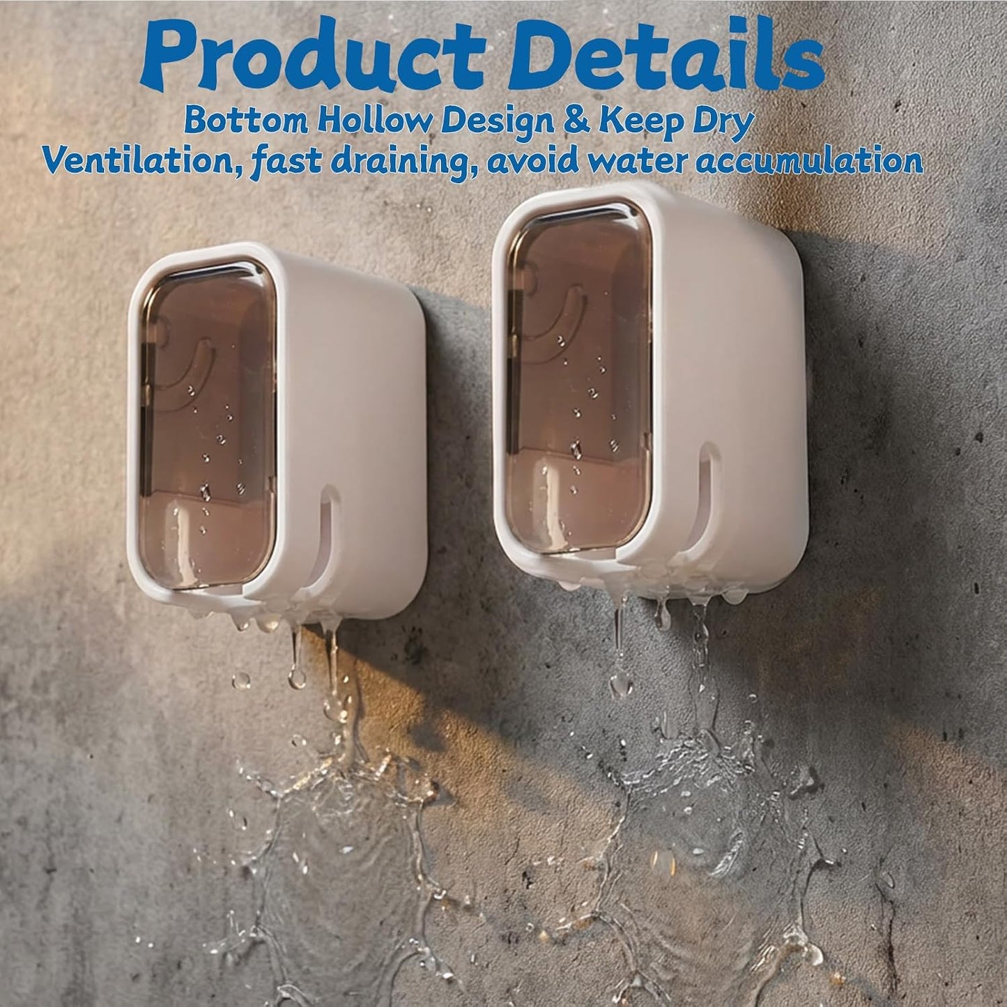 3PCS Toothbrush Holders Wall Mounted, Toothbrush Holders for Bathrooms with Cover, Self-Adhesive, Space-Saving, Waterproof, Quick Drying, Detachable for Easy Cleaning