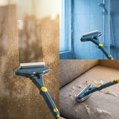 2-in-1 Window Screen Cleaning Brush, No-Disassembly Double-Sided Wiper, Multi-Function Household Cleaner, for Patio, Door, Porch Screens, Glass Windows, Balconies and Hard-to-Reach Areas (Yellow)