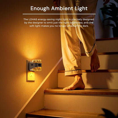 L LOHAS LED Motion Sensor Night Light,Dimmable Night Lights Plug into Wall, 2 Pack Acrylic Nightlight with 0-100 LM Adjustable Brightness, 3000K Plug in Night Light for Bathroom Hallway