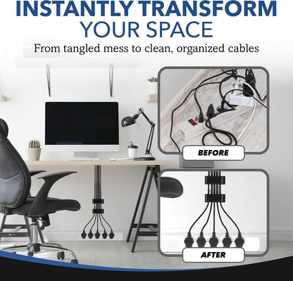 100 PCS Self Adhesive Cable Clips, Wire Organizer, Cable Management, Cord Organizer for Desk, Wall, PC, Car, Home, Office, USB, Ethernet, Power Cords, Black (Medium)