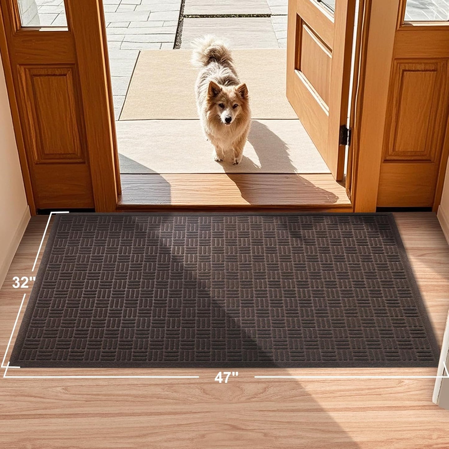 Mibao Front Door Mat, Heavy Duty Durable Welcome Mat for Outdoor Indoor, Dirt Trapper Waterproof Super Absorbent Door Mat for Entryway Outside Patio Porch, 29.5" x 17", Grey