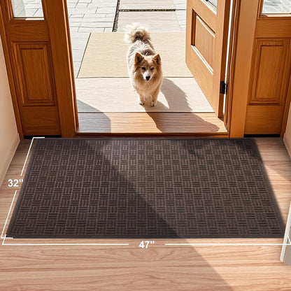 Mibao Front Door Mat, Heavy Duty Durable Welcome Mat for Outdoor Indoor, Dirt Trapper Waterproof Super Absorbent Door Mat for Entryway Outside Patio Porch, 29.5" x 17", Grey