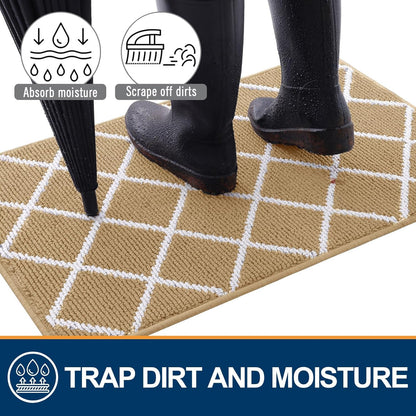 Finchitty Indoor Door Mat, Dirt Resistant and Absorbent, Low-Profile, Non-Slip, Washable Inside Floor Mats for Front Door, Back, and Entrance, 32" x 20", Grey