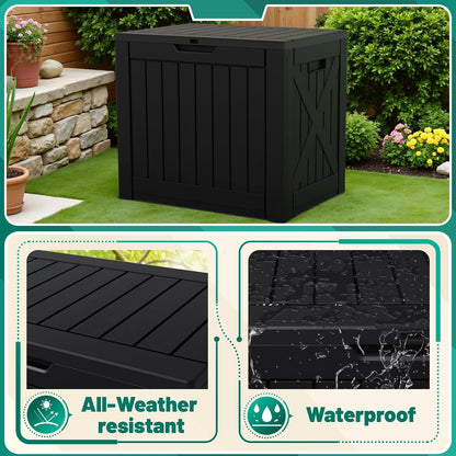 Devoko 30 Gallon Resin Deck Box Waterproof Outdoor Storage Box for Patio Furniture Pool Accessories Indoor Storage for Cushion Garden Tools (30 Gallon, Black)