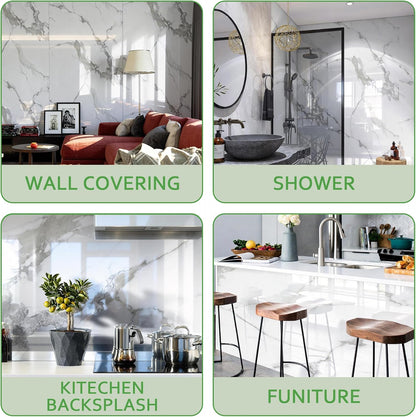 Marble Peel and Stick Waterproof Wall Paneling, 118" x 47" Carrara White Matte Finish Self-Adhesive Backsplash Tile Vinyl Wall Panel for Kitchen Bathroom Wall Decor, Covers 38.75 Sq. Ft.