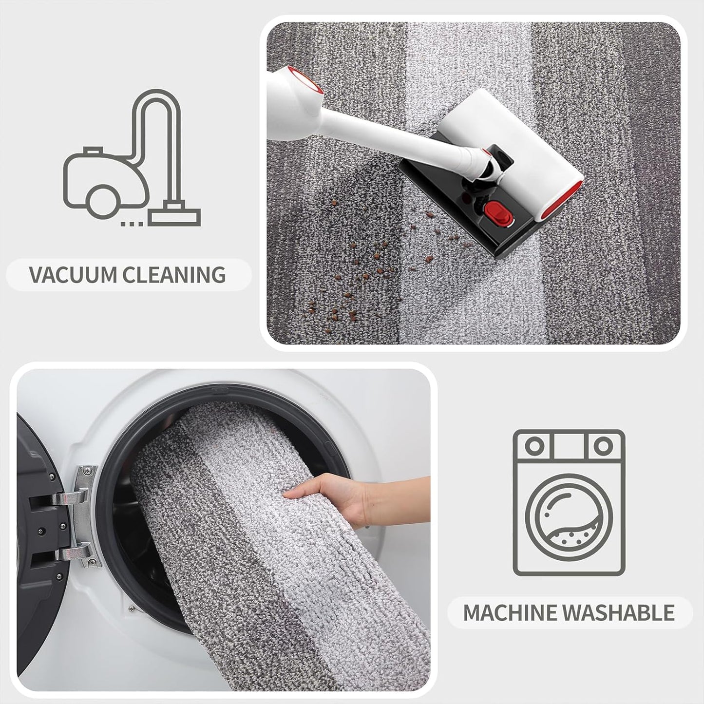 Kitinjoy Indoor Outdoor Door Mat, 32x20 Non-Slip Absorbent Dirt Trapper, Low-Profile Washable Inside Entrance Front Floor Mat, Sturdy Soft Entry Doormats for Entryway, Grey