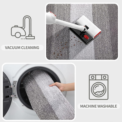 Kitinjoy Indoor Outdoor Door Mat, 32x20 Non-Slip Absorbent Dirt Trapper, Low-Profile Washable Inside Entrance Front Floor Mat, Sturdy Soft Entry Doormats for Entryway, Grey
