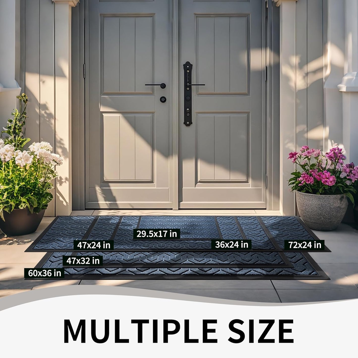 Yimobra Front Door Mat Outside Entrance 29.5x17, Waterproof Heavy Duty Outdoor Mats for Front Door, Non Slip Rubber Entry Mat for Garage Patio Indoor, Grey