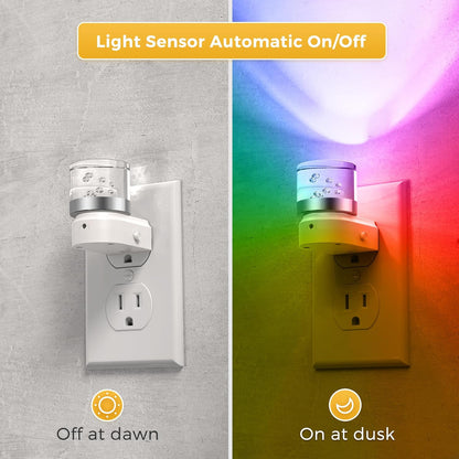 L LOHAS LED Night Light, Bubble Night Lights Plug into Wall,2 Pack 3000K/4000k/5000K Adjustable Color Temperature Night Light,Dimmable Nightlights with Dusk to Dawn Sensor for Rooms Bathroom Hallway