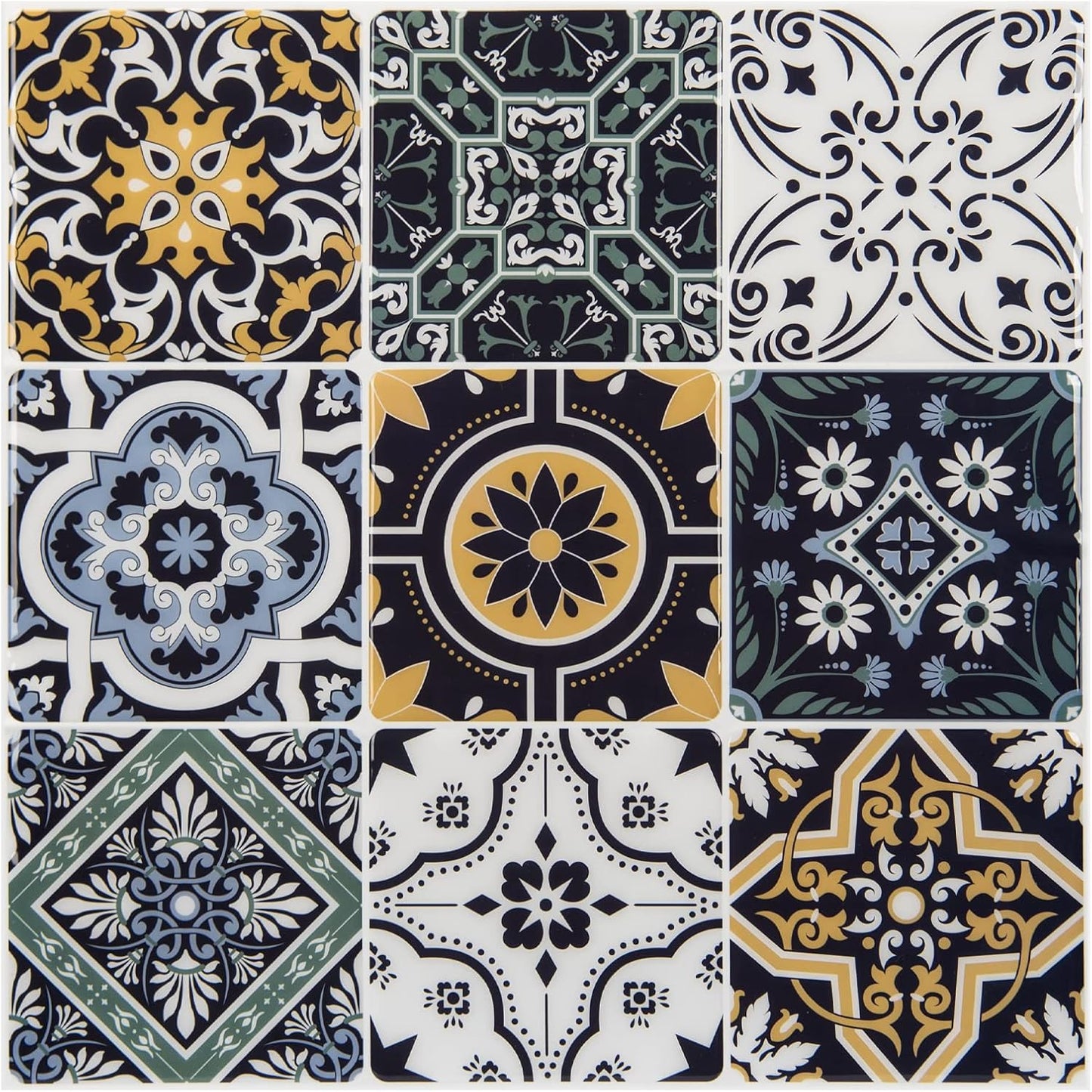 LONGKING Peel and Stick Backsplash Tile Stickers, Colorful Talavera Mexican Tile, Stick on Wall Tiles (10 Sheets)