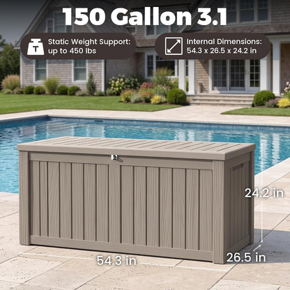 Outdoor Storage Box, 320 Gallon Waterproof Deck Box [Upgraded 3.0], Dual Gas-Spring Ultimate Resin Organizer for King Cushions, Heavy-Duty Lockable Estate Storage Bench, Backyard BBQ, Black