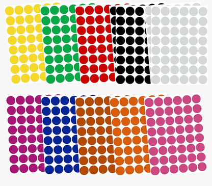 Royal Green Dot Sticker 11/16" Inch (17mm) Colored Labels in Purple - 2400 Pack - Colors B