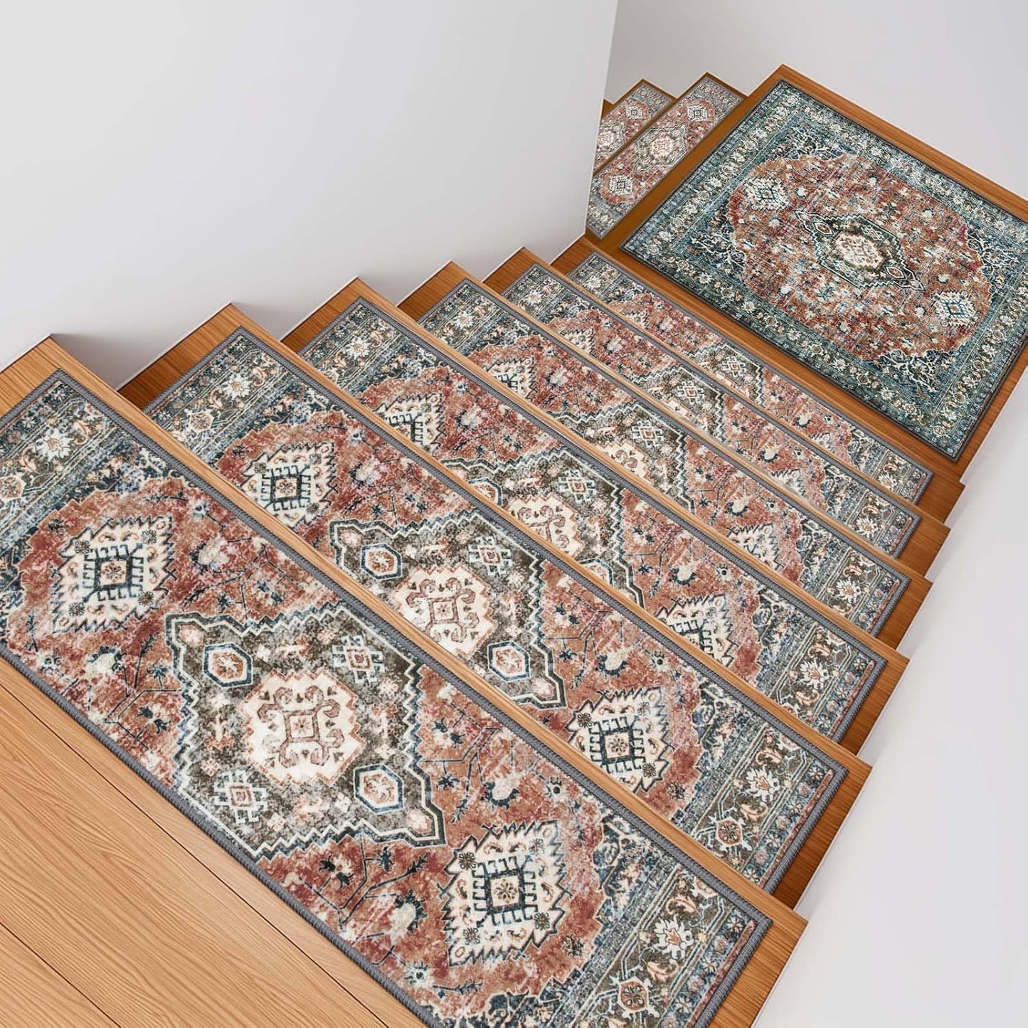 OJIA Stair Treads Non Slip for Wooden Steps Indoor 15PCS Carpet Stair Treads, Rubber Backing Stair Carpet Treads, Residue Free 8"x30" Staircase Step Treads Edging Stair Rugs for Kids & Pets, Gray