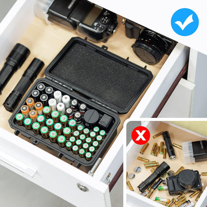 24 Slots CR2 CR123 CR123A Lithium Battery Organizer Case, IP67 Waterproof Hard Case for CR17345/CR16340/CR18350/CR15270(CR2) Explosionproof Batteries Storage Holder for Household Outdoor Camping