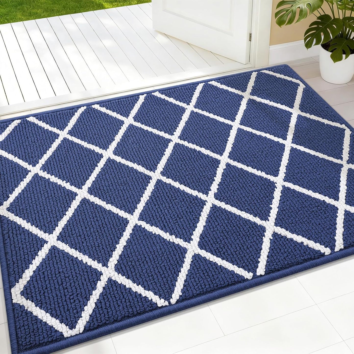 Finchitty Indoor Door Mat, Dirt Resistant and Absorbent, Low-Profile, Non-Slip, Washable Inside Floor Mats for Front Door, Back, and Entrance, 32" x 20", Grey