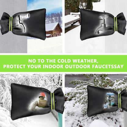 Pro Outdoor Faucet Covers for Winter Freeze Protection, 9.5" H x 7" W, Reusable Waterproof Insulated Spigot Socks, Black, Set of 2, Anti-Freeze Hose Bib Covers for Garden and Outdoor Taps