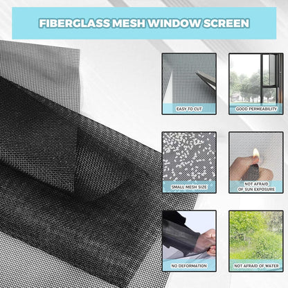Window Screen Replacement Kit, 8-in-1 DIY Screen Door Repair Kit with Fiberglass Mesh 48"x118" Spline Tools for Sliding Door Patio Screen House Windows French Doors