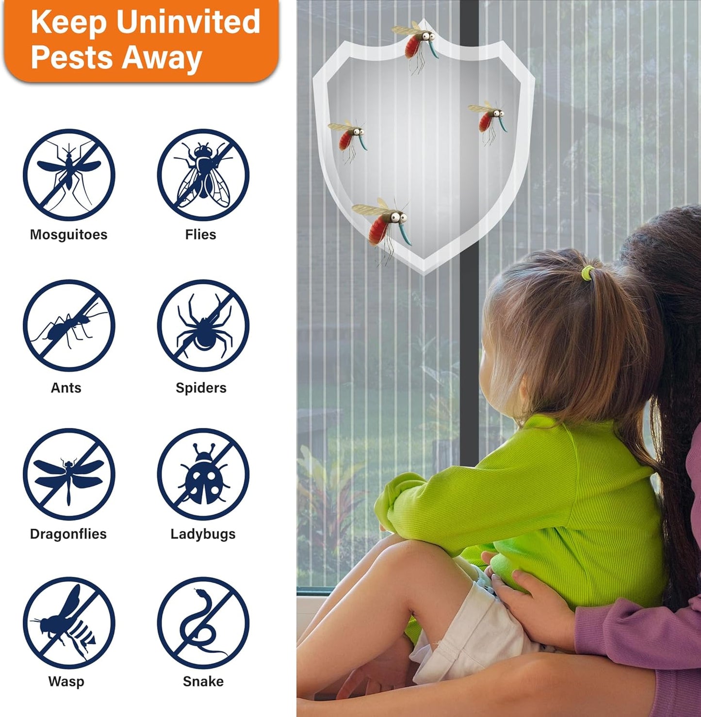Mesh Screen with Magnetic Closure-Keeps Bugs Out Let Breeze in, Heavy Duty - Pet and Kid Friendly, Works with Front, Sliding Doors (38 x 82 Inch)