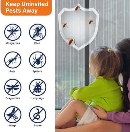 Mesh Screen with Magnetic Closure-Keeps Bugs Out Let Breeze in, Heavy Duty - Pet and Kid Friendly, Works with Front, Sliding Doors (38 x 82 Inch)