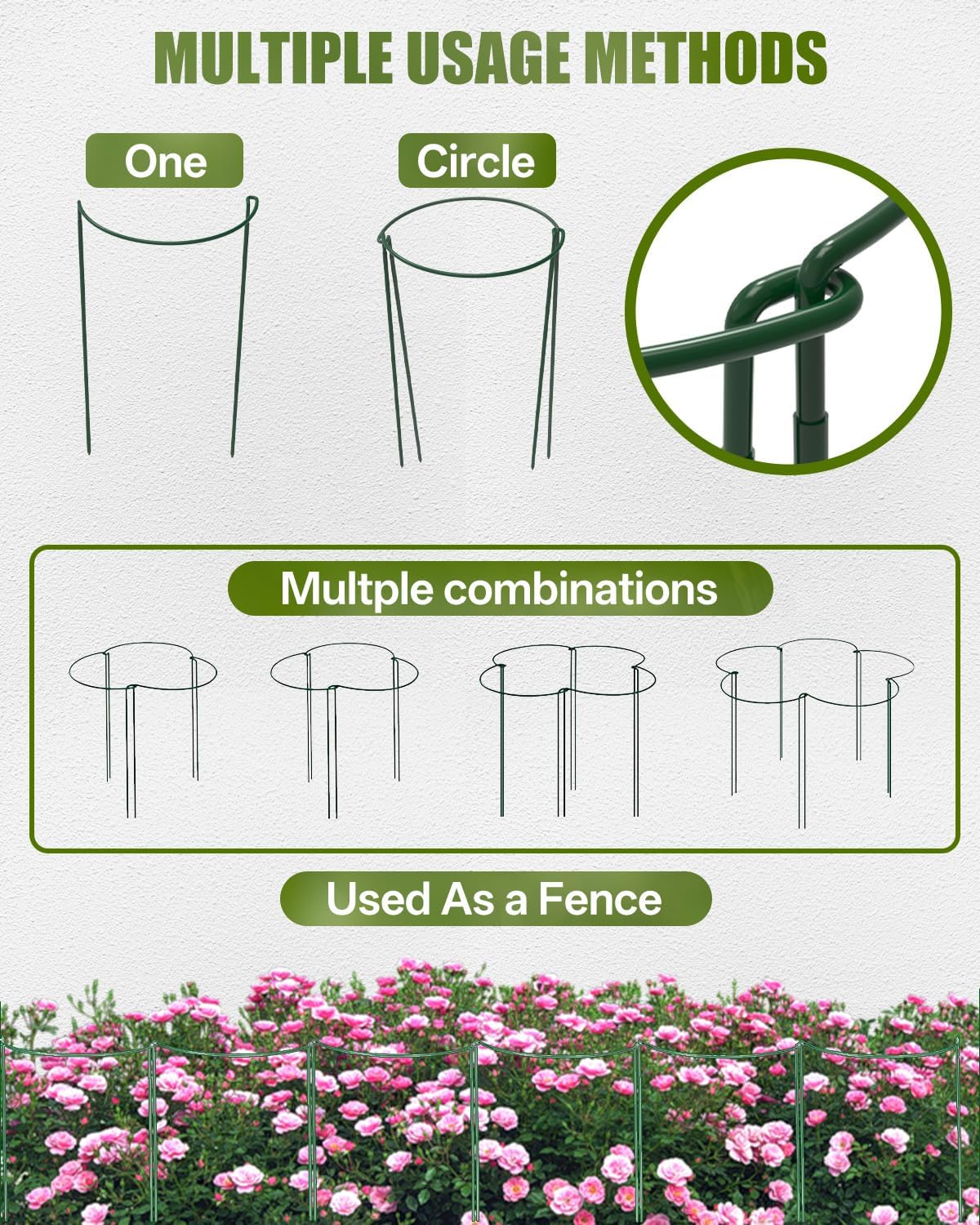 12 Pack 16 Inch Metal Plant Support Stakes for Outdoor Plants and Flowers | Peony cages and supports, Flower stakes, Includes 15 Pcs twist ties, Sturdy, Rust-proof, Easy to install, Durable