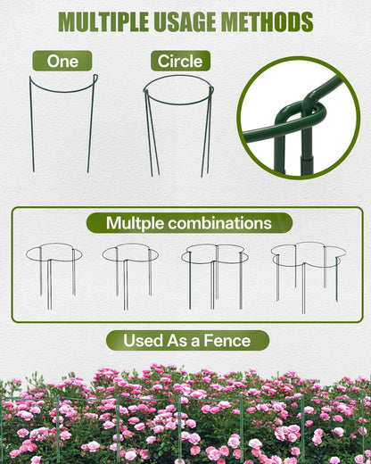 12 Pack 16 Inch Metal Plant Support Stakes for Outdoor Plants and Flowers | Peony cages and supports, Flower stakes, Includes 15 Pcs twist ties, Sturdy, Rust-proof, Easy to install, Durable