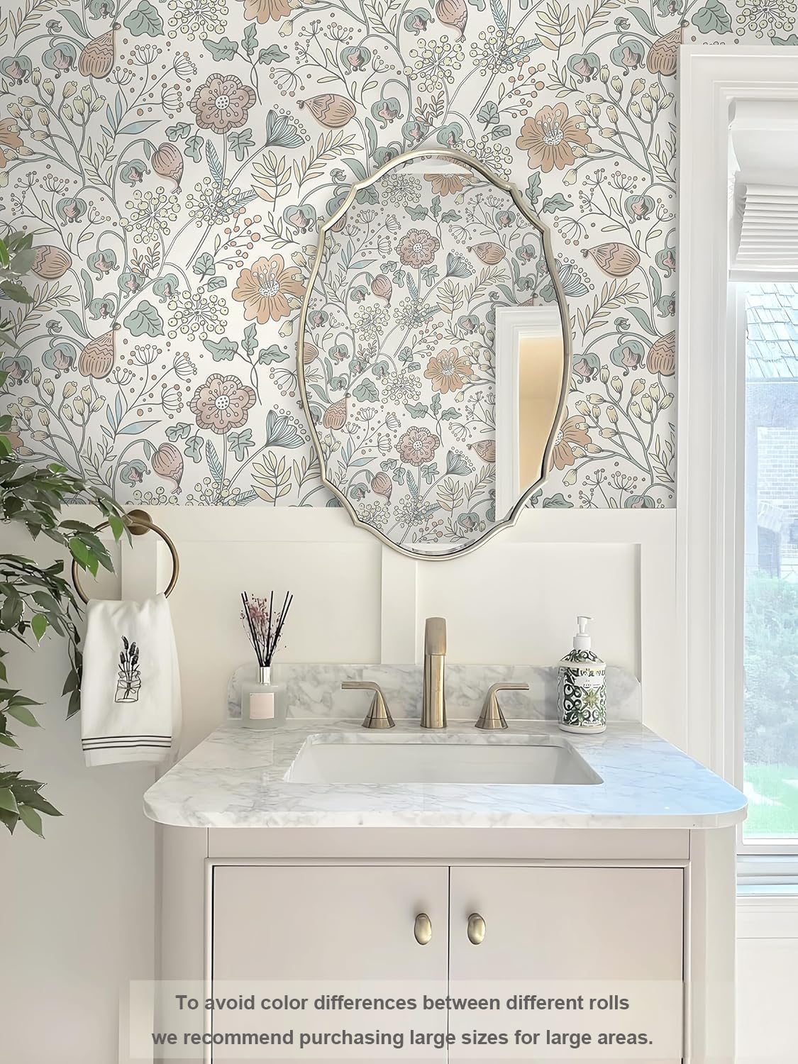 HeloHo Blue Floral Wallpaper Peel and Stick Self Adhesive Removable Wall Paper 16.1" X 118" Renter Friendly Waterproof Wallpaper Contact Paper for Furniture Living Room Bedroom Decor