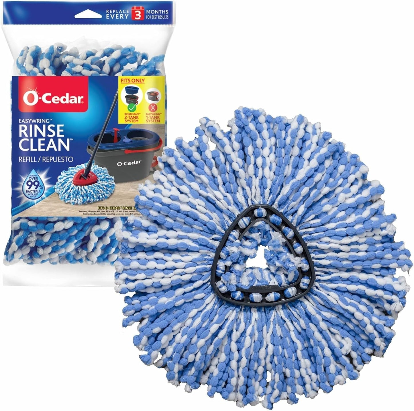 O-Cedar EasyWring RinseClean Spin Mop Microfiber Refill, 1-Pack, Blue