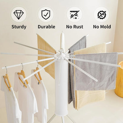 JOOM Tripod Clothes Drying Rack, Garment Rack Portable and Foldable Space Saving Laundry Drying Rack - Drying Rack Clothing Floor Folding Balcony Bedroom Household Wooden