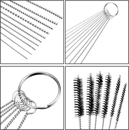 Frienda 32 Piece Carburetor Cleaning Kit Carburetor Cleaner Tool Brushes Including 12 Nylon Tube Brush and 20 Cleaning Needles for Welder Carb Chainsaw Spray Guns Torch Tips Firing Hole Stove Burner