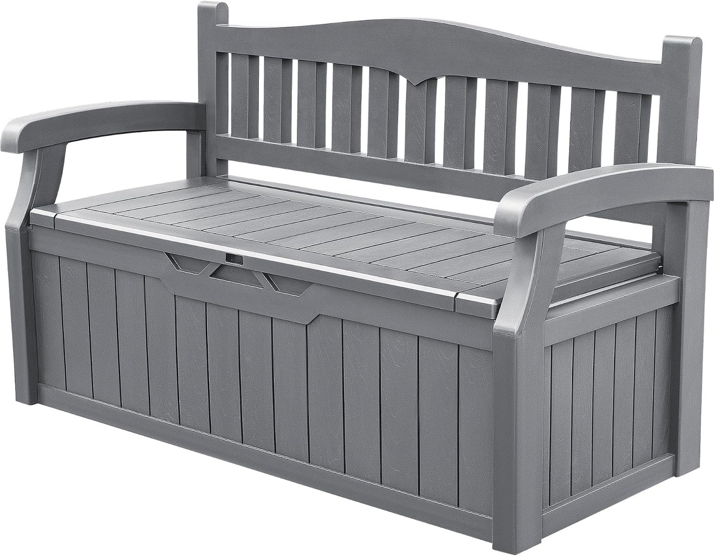 Devoko 80 Gallon Storage Bench Deck Box Lockable for Patio Furniture, Garden Decor and Outdoor Seating for Cushions, Garden Tools and Pool Supplies (Black)