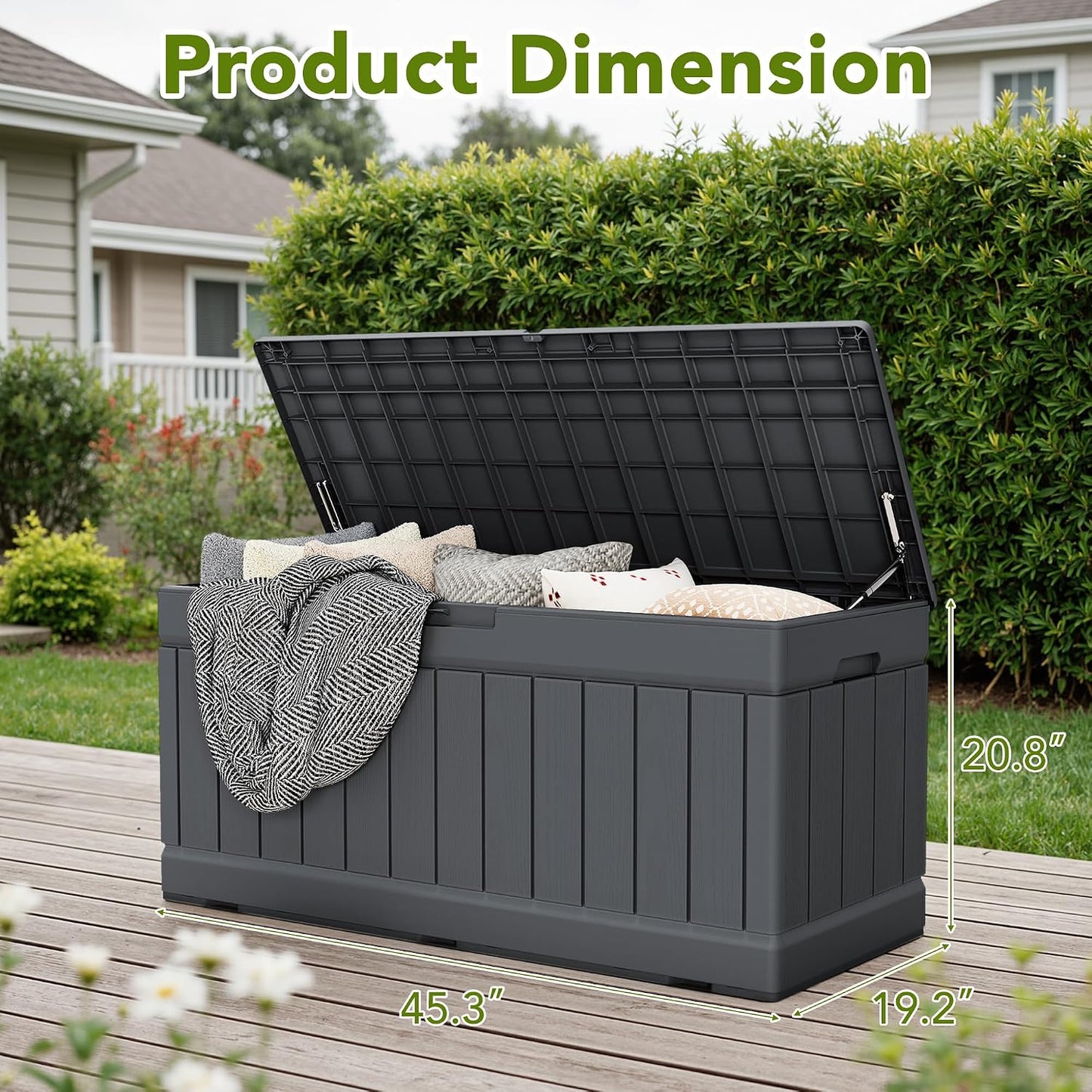 Devoko 30 Gallon Resin Deck Box Waterproof Outdoor Storage Box for Patio Furniture Pool Accessories Indoor Storage for Cushion Garden Tools (30 Gallon, Black)