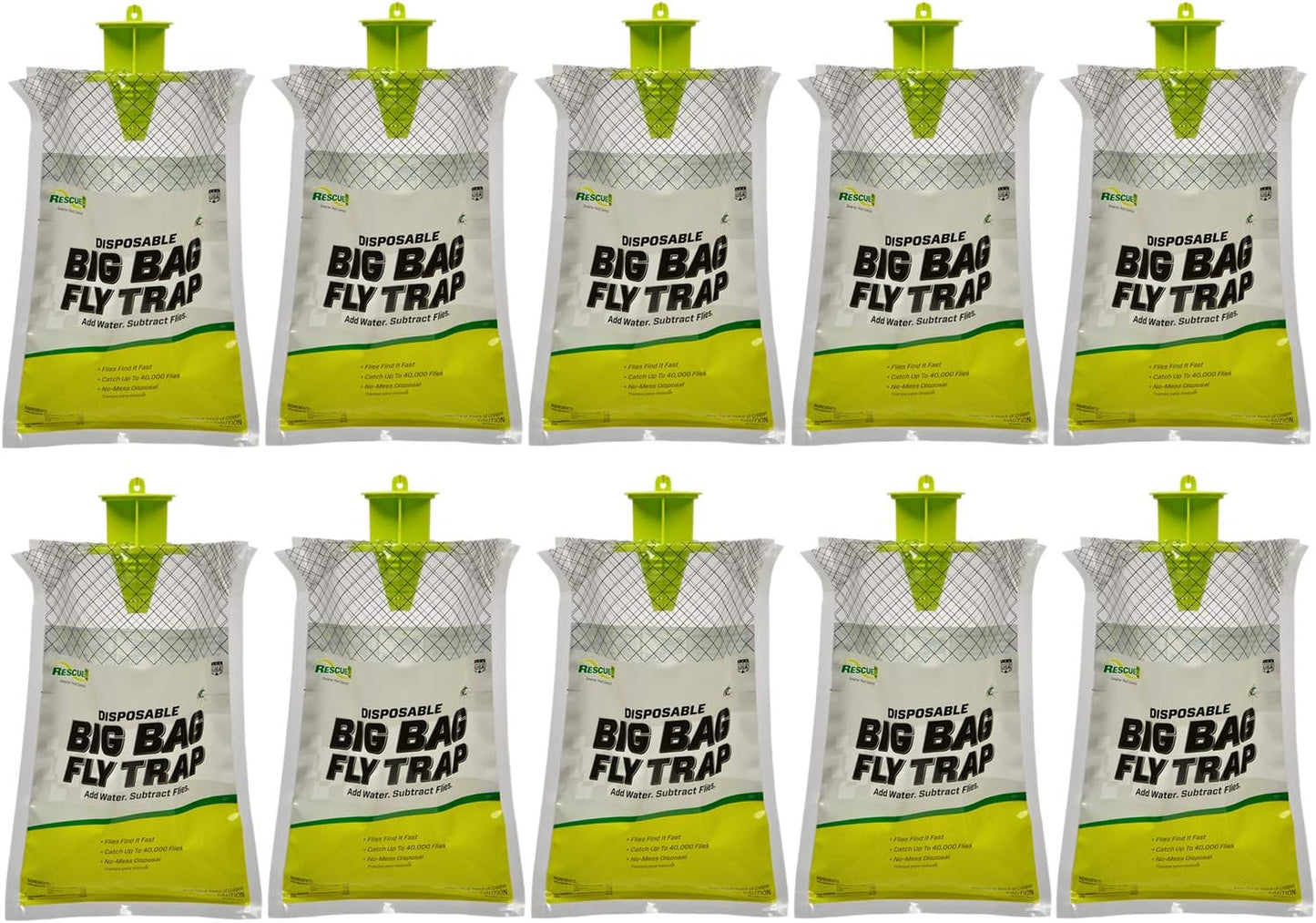 RESCUE! Big Bag Fly Trap – Disposable, Outdoor Use - 10 Traps