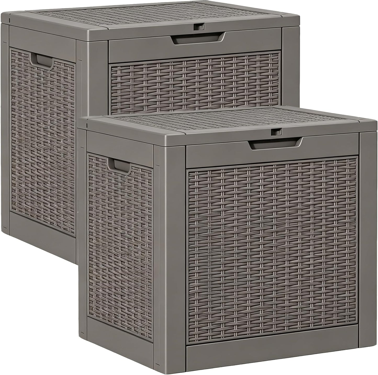 Outdoor Storage Box, Resin Deck Boxes Indoor and outdoor, Waterproof Storage Box Lockable Lid (Black, 85 Gallon)