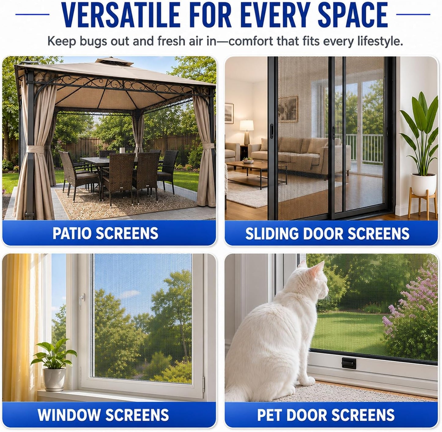 48" x 118" Window Screen Replacement Mesh, Black Fiberglass Screen for Window & Screen Door Repair, Durable High Visibility Mesh for Patio, Sliding Door & Window Screens