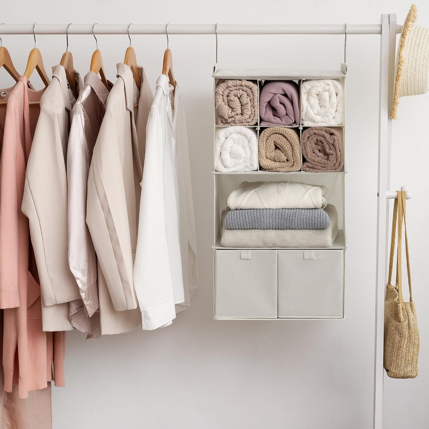GRANNY SAYS 3-Shelf Hanging Closet Organizer and Storage, Collapsible Hanging Closet Shelves, Hanging Organizer for Closet & RV, Gray, 29 ½" H X 12" W X 12" D, 1-Pack
