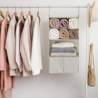 GRANNY SAYS 3-Shelf Hanging Closet Organizer and Storage, Collapsible Hanging Closet Shelves, Hanging Organizer for Closet & RV, Gray, 29 ½" H X 12" W X 12" D, 1-Pack