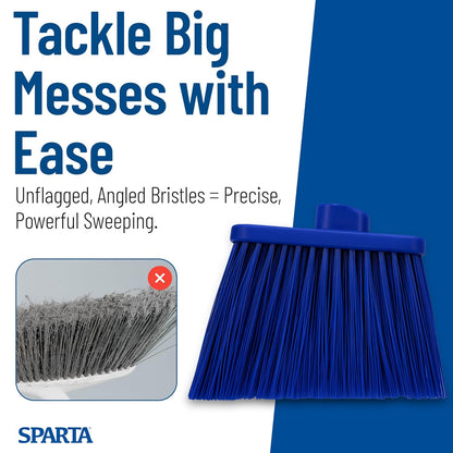 SPARTA Plastic Broom Head, Angled, Un-Flagged for Large Debris Indoor, Outdoor, Home, Restaurant, Lobby, Office, 12 Inches, Green