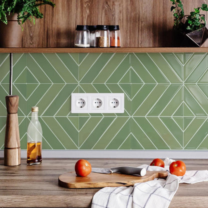 STICKGOO 10 Sheets Thicker Herringbone Peel and Stick Backsplash, 12.6”×9.7” Stick on Wall Tiles, Self Adhesive Tile Sticker for Kitchen Backsplash and Bathroom, White with Grey Grout
