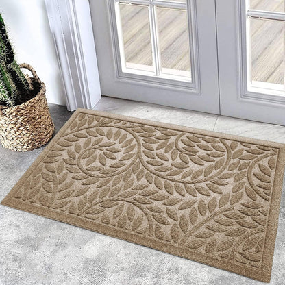 Bulijojo Front Door Mat Entrance,Durable Heavy Duty Welcome Mat,Thick Absorbent Natural Rubber Non Slip Mat,Sturdy Entryway Brown 17"x30"