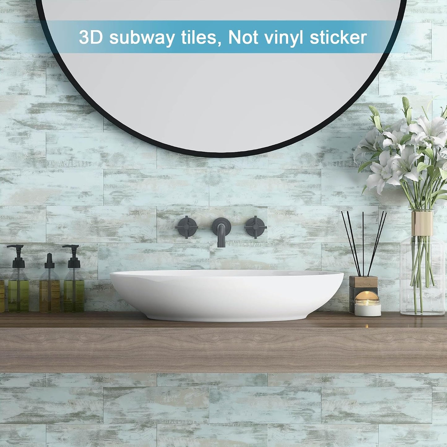BeNice Peel and Stick Backsplash for Kitchen Tile,Peel and Stick Tiles for Walls Tile Stickers Waterproof Marble Tile Backsplash 3.85"x11.73"(16Tiles) White Gray
