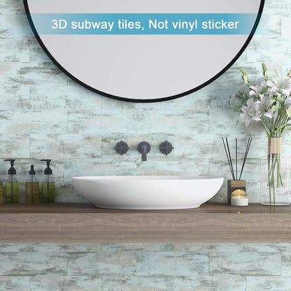 BeNice Peel and Stick Backsplash for Kitchen Tile,Peel and Stick Tiles for Walls Tile Stickers Waterproof Marble Tile Backsplash 3.85"x11.73"(16Tiles) White Gray