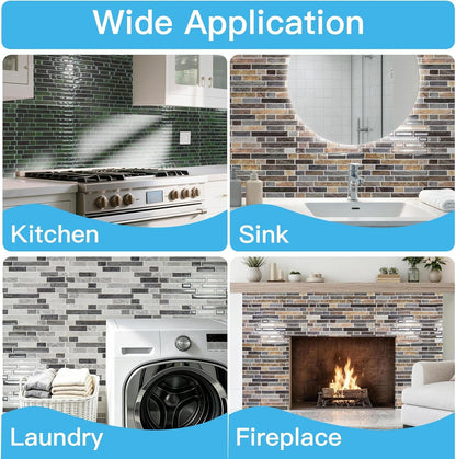 Art3d 10-Sheet Heavy-Duty Peel and Stick Backsplash, Waterproof Wall Tiles Stick on Kitchen Backsplash Living Space, Beige & White