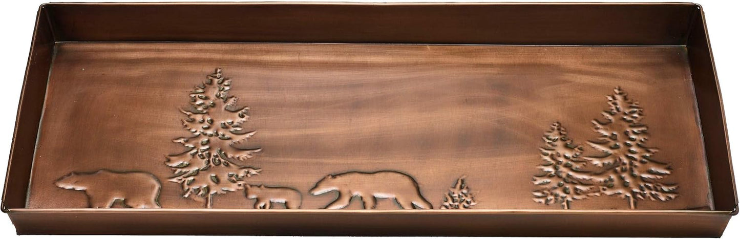 HF by LT Birch Forest Pattern Metal Boot Storage Tray, 30 x 13 inches, Antique Copper Finish